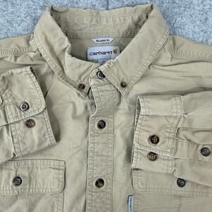 Carhartt Rugged Flex Relaxed Fit Midweight Canvas Long Sleeve Shirt Mens XLT Tan